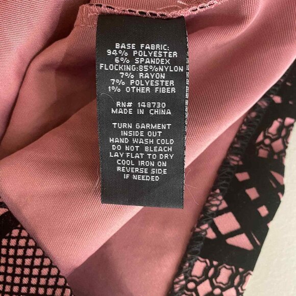 ECI New York Dress Womes 10 Pink Black Velvet Flocking Zip Back Peek a Boo Bust - Picture 7 of 12